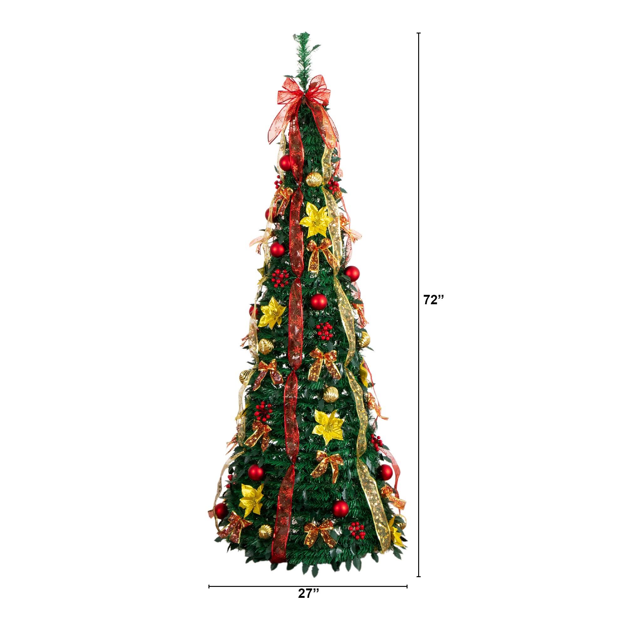 6ft. Pre-Lit Pop-Up Green Artificial Christmas Tree, Warm White LED Lights